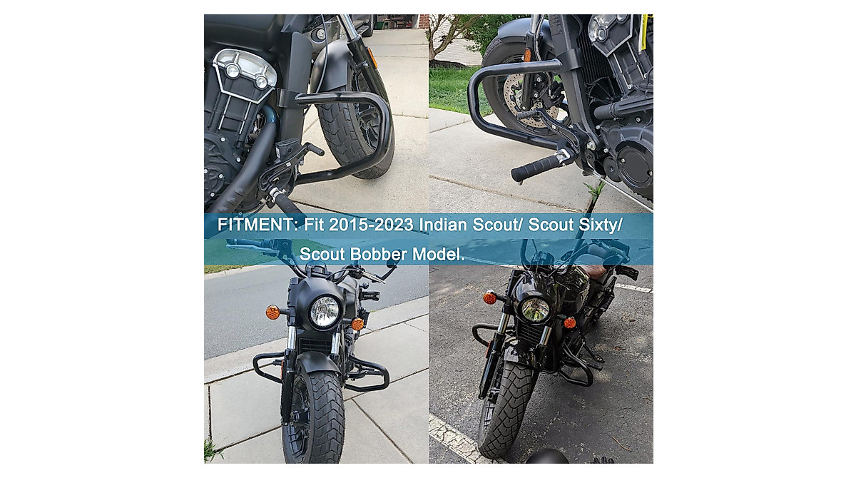 XJMOTO Black Engine Guard for Indian Scout 2015-2024 - Crash Bar Kit