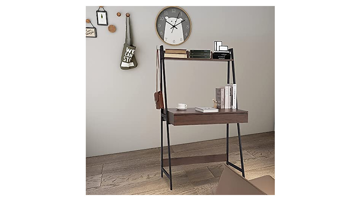 DEILALY 2-Tier Computer Desk with Drawer - Stylish Home Office Workstation