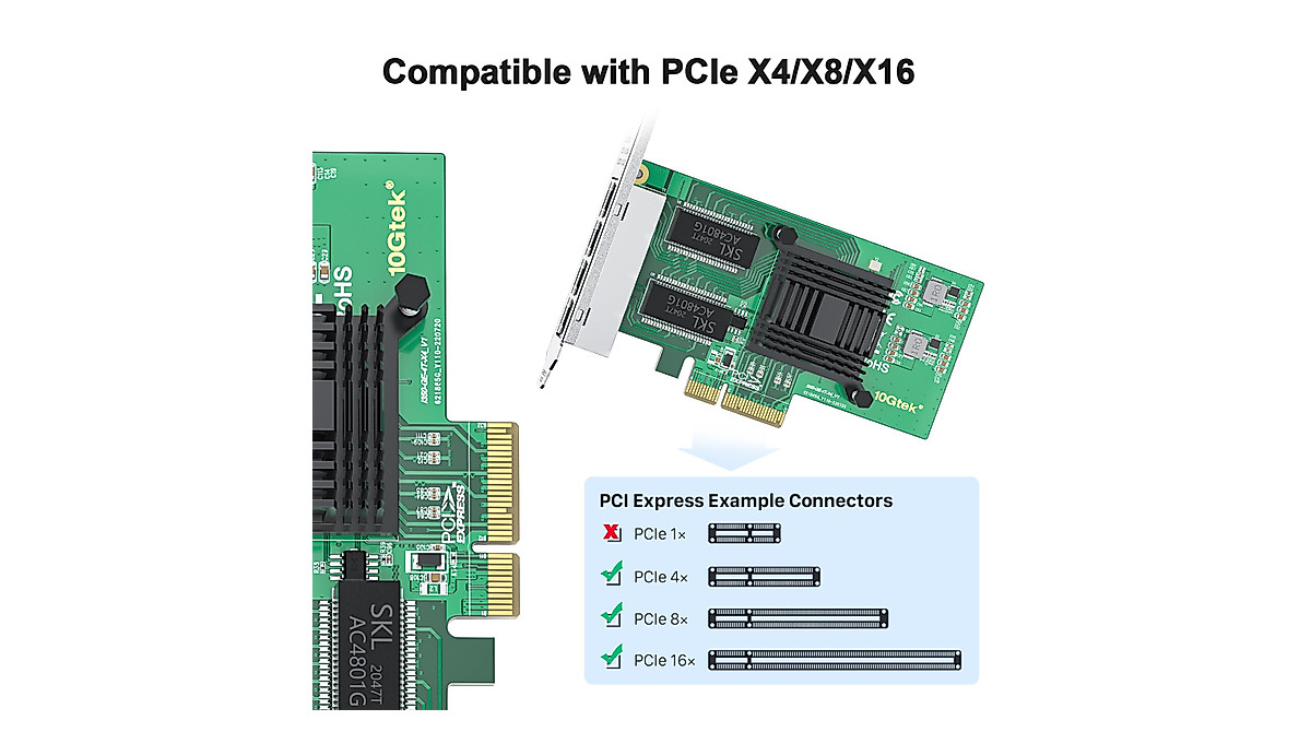 Gigabit Ethernet NIC with Intel I350 - 1000Mbps Speed