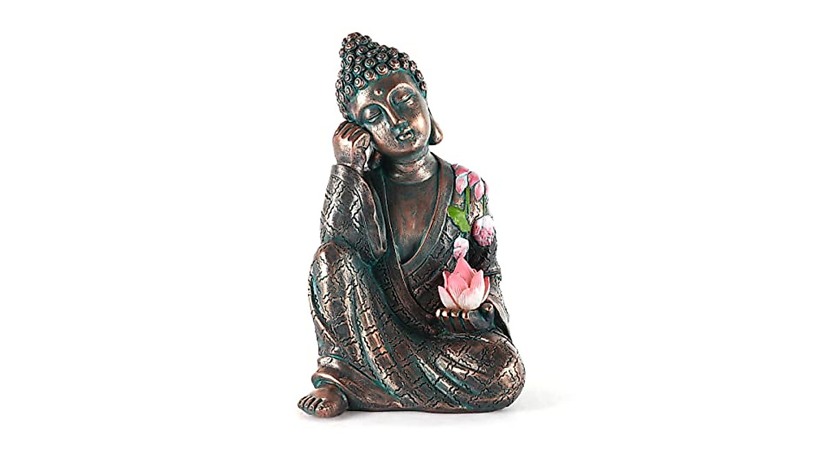 Zen Meditating Buddha Statue with Solar Lights | Garden Decor