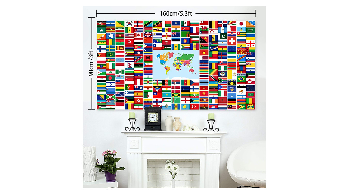 World Flag Banner with 200+ Flags | International Flag Decor