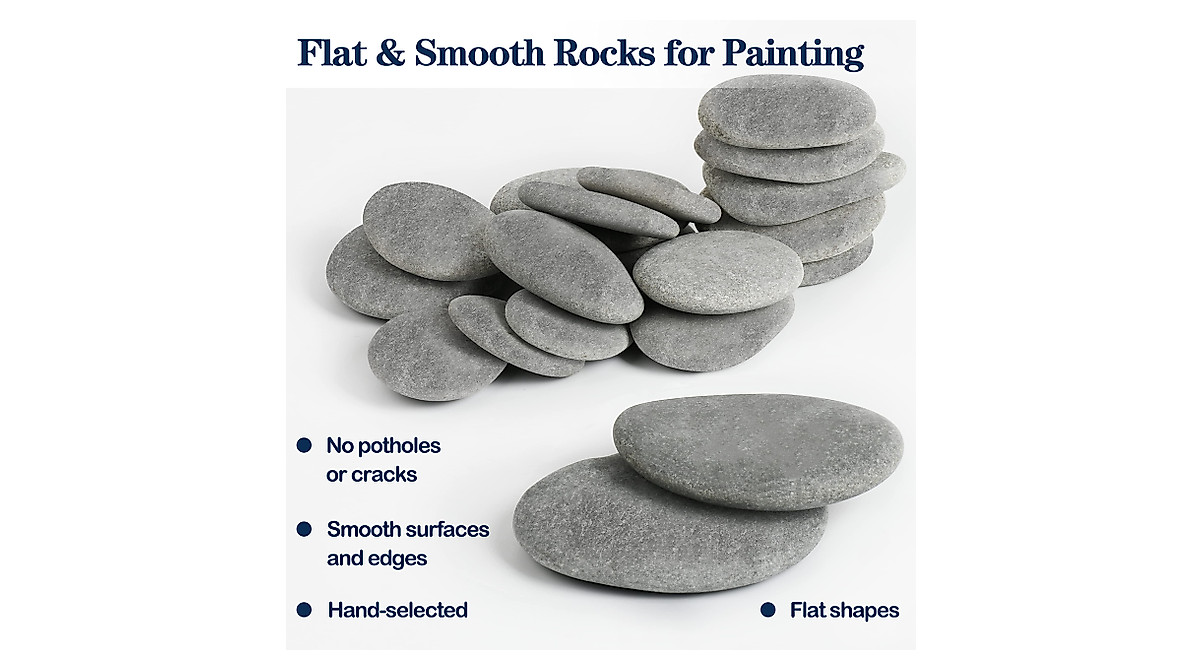 Simetufy 15 Pcs Flat Painting Rocks for DIY Crafts