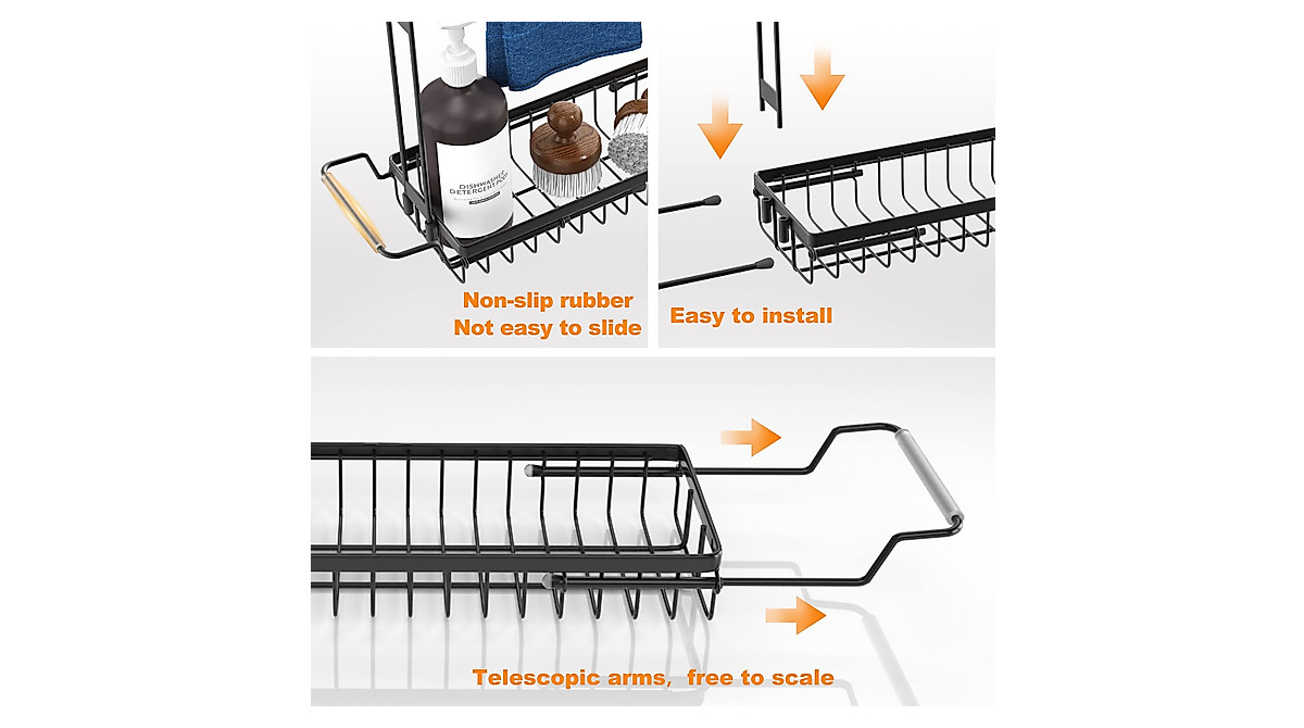 Expandable Kitchen Sink Sponge Holder - Stainless Steel Rack