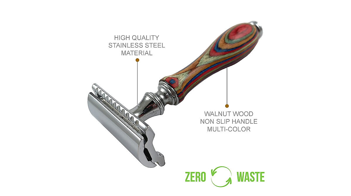 Krisp Shave Long Handle Safety Razor - Close & Eco-Friendly