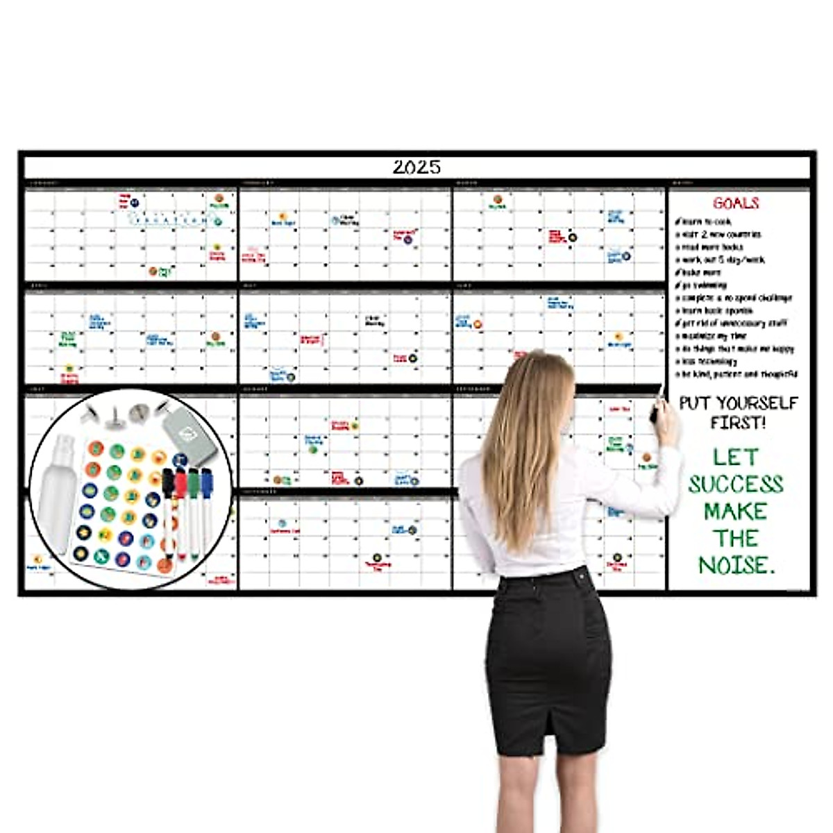 Lushleaf Designs Large 2025 Dry Erase Wall Calendar, 38x58 Cm, Reusable & Eco-Friendly