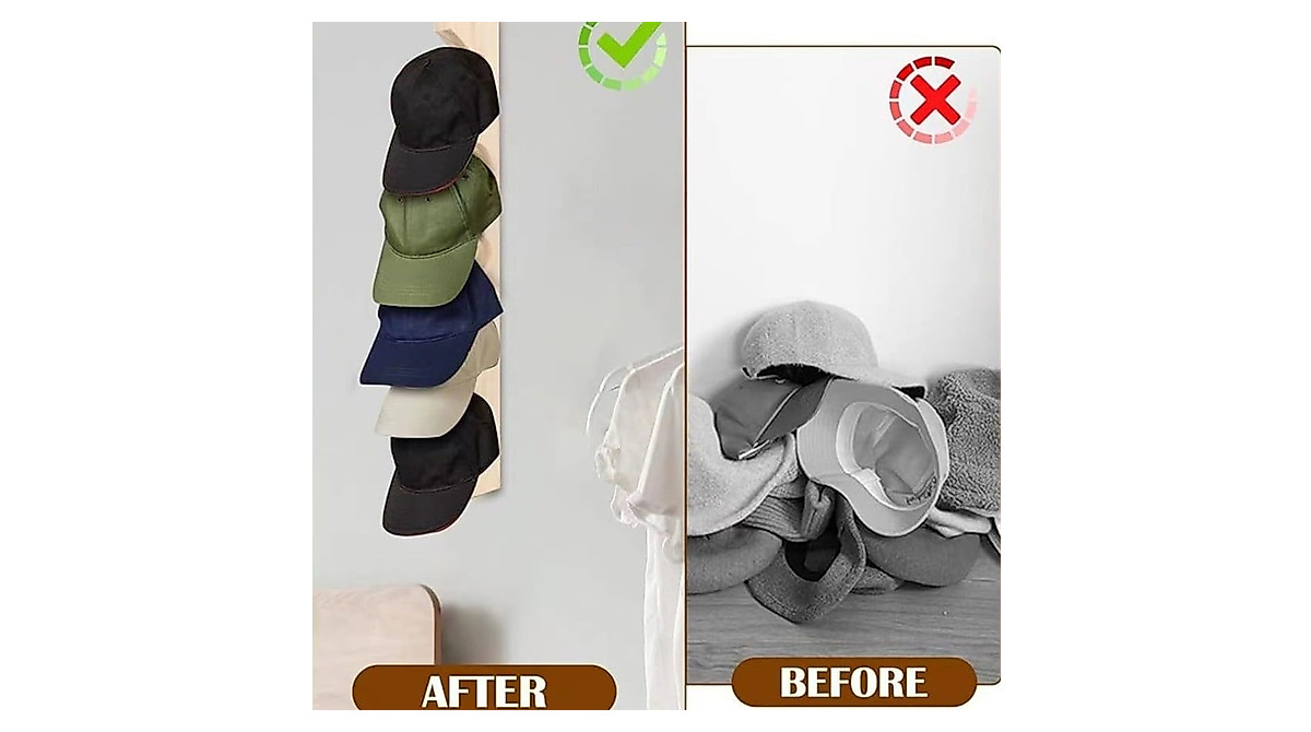 Wooden Vertical Hat Rack - Stylish Organizer for Caps