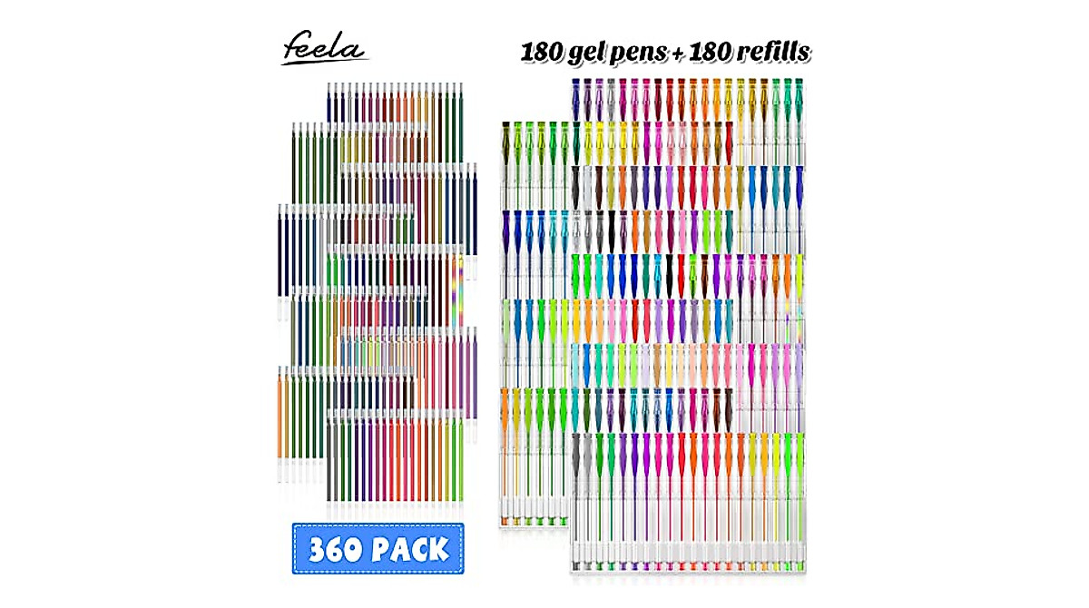 Feela 360 Colors Gel Pens Set - 360 Unique Pens & Refills for Creatives