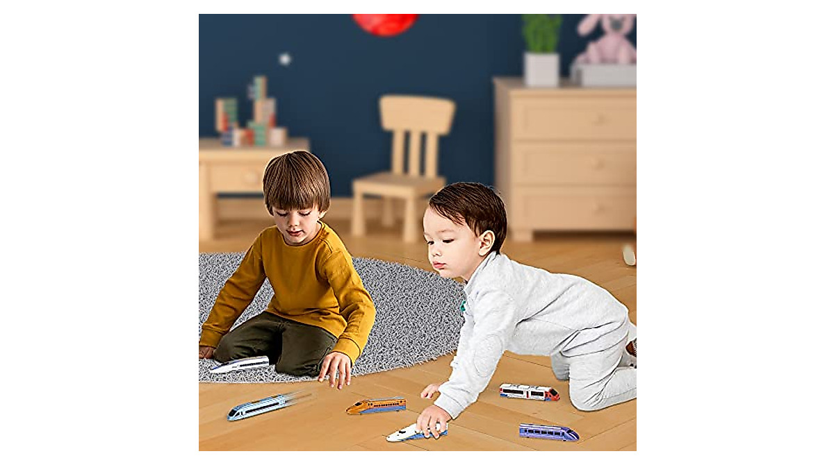 ArtCreativity High Speed Pullback Trains for Kids - Set of 12