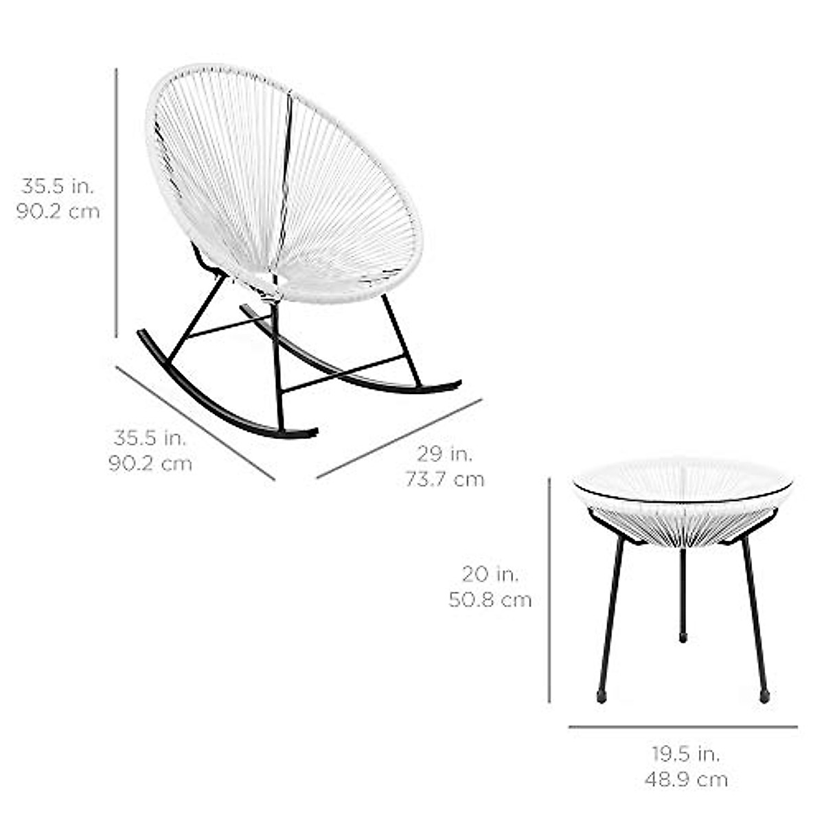thumbnail image 2 of Acapulco Indoor Outdoor Steel Papasan Lounge Chair With Black Rope – Armen Living 2 of 14