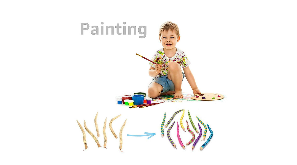 Unfinished Wooden Wiggly Snakes - Craft Kit for Kids