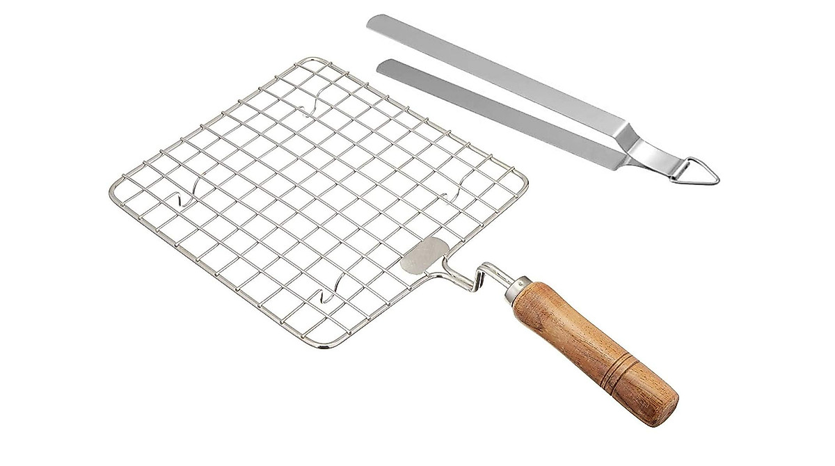 Steel Roasting Net & Tongs - Multipurpose Stainless Steel Cooking Rack