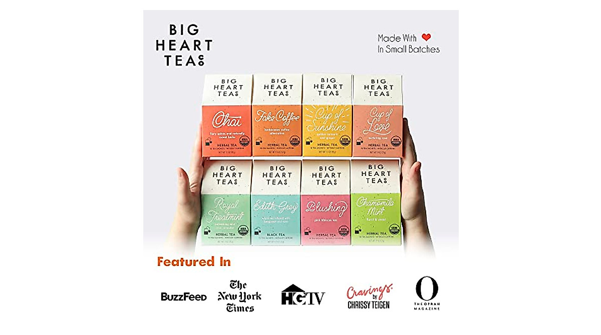 Big Heart Tea Co. Organic Herbal Tea Sampler - 8 Flavors in Eco ...