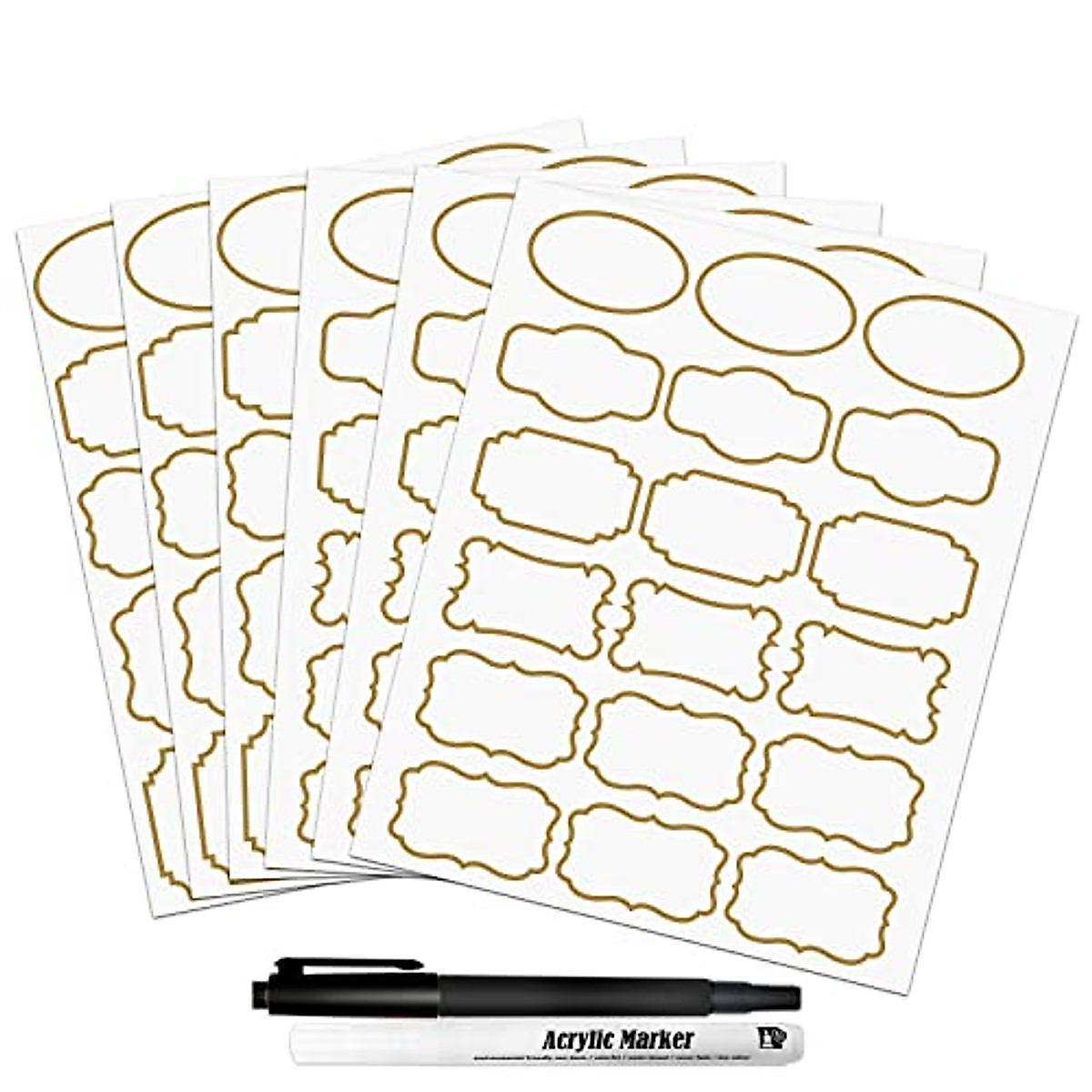 Clear Pantry Label Set with Gold Border - 93 Stickers