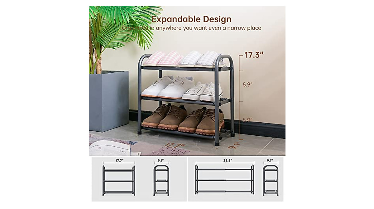 3-Tier Expandable Shoe Rack - Durable & Adjustable