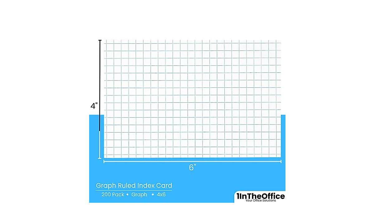 1InTheOffice 4x6 Graph Ruled Index Cards - 200 Pack