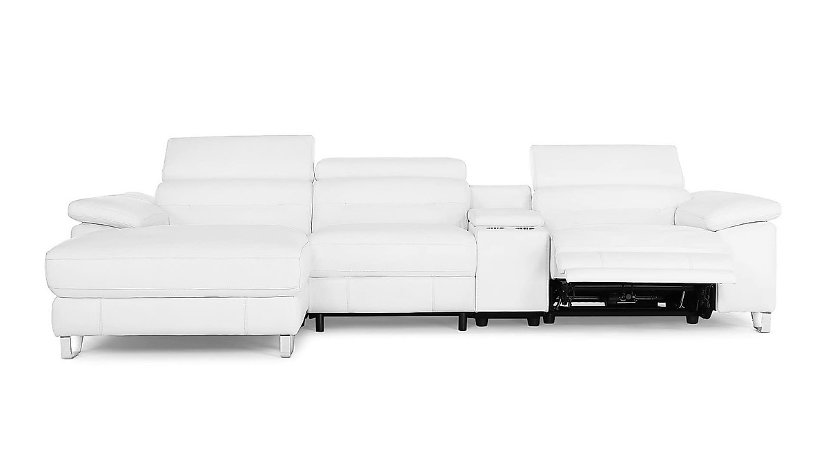 Zuri Furniture Monaco Leather L-Sectional Recliner
