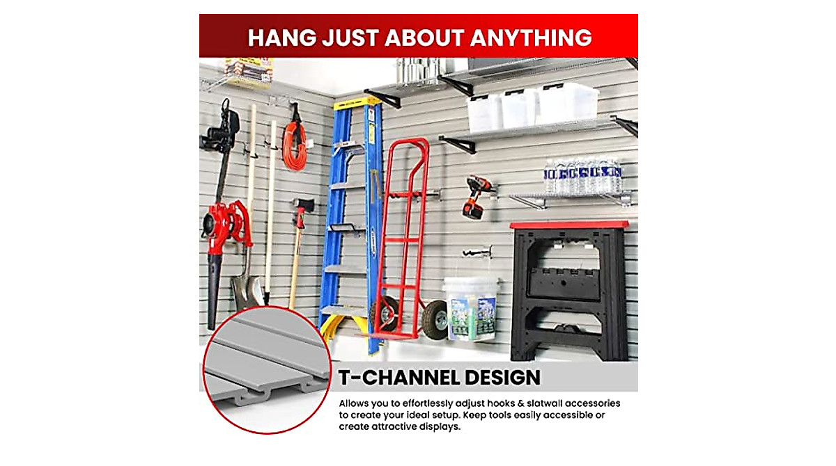 Heavy Duty PVC Slatwall Panel for Garage Storage | DLDIRECT