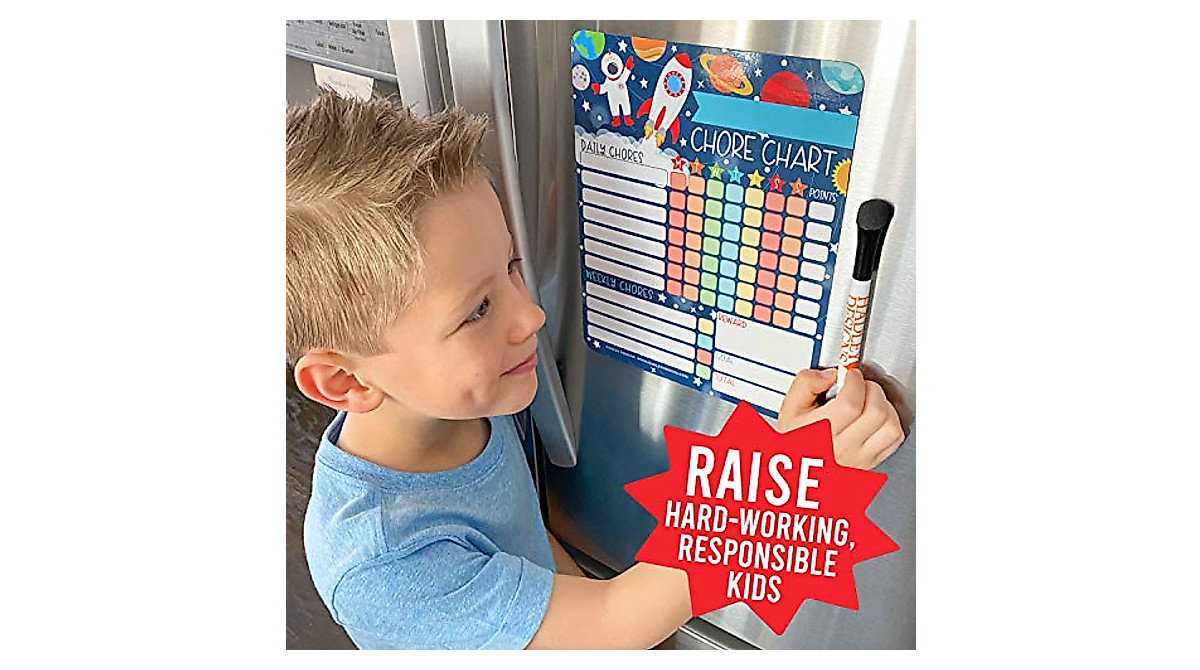 Outer Space Kids Chore Chart - Reward & Responsibility Magnet Board