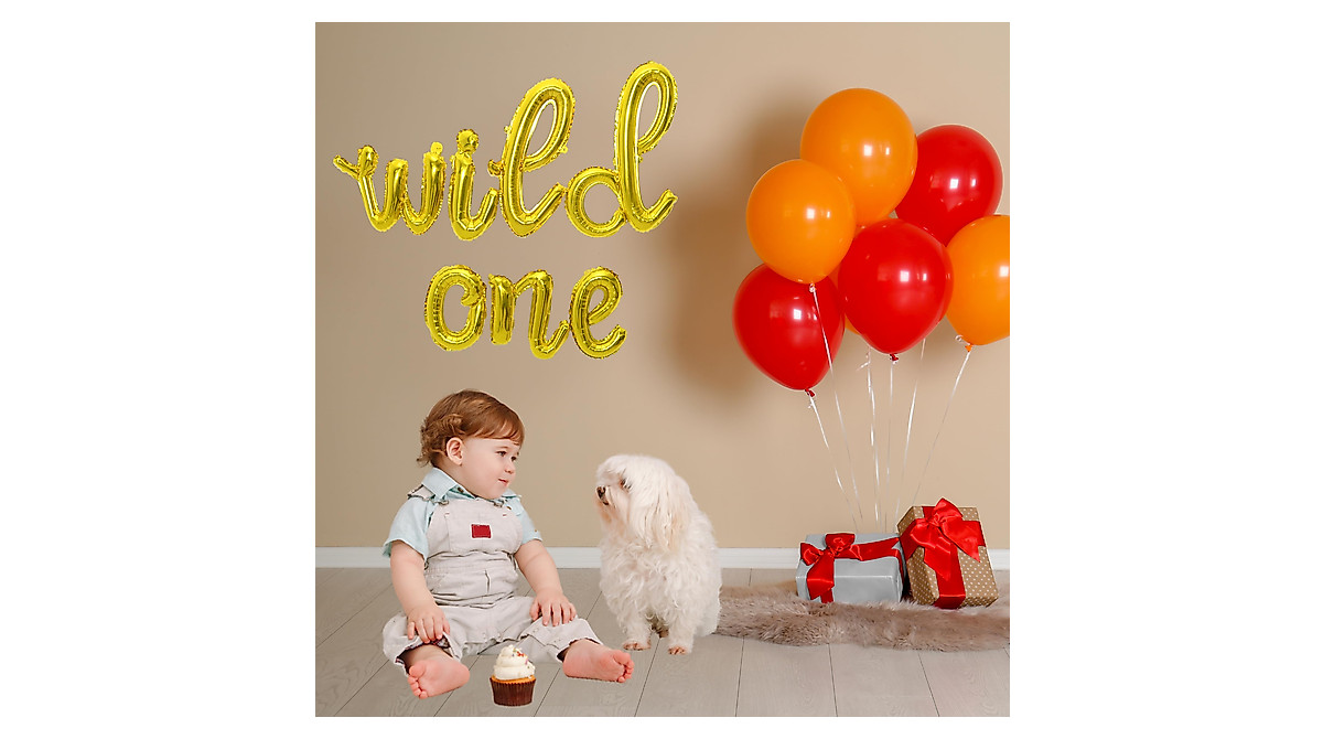 Wild One Cursive Balloons for First Birthday Celebrations