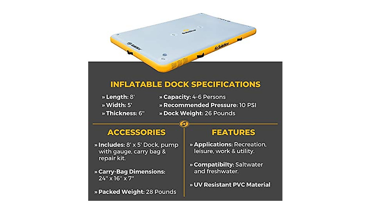 SOLSTICE Floating Inflatable Dock – Ideal for Pools & Lakes