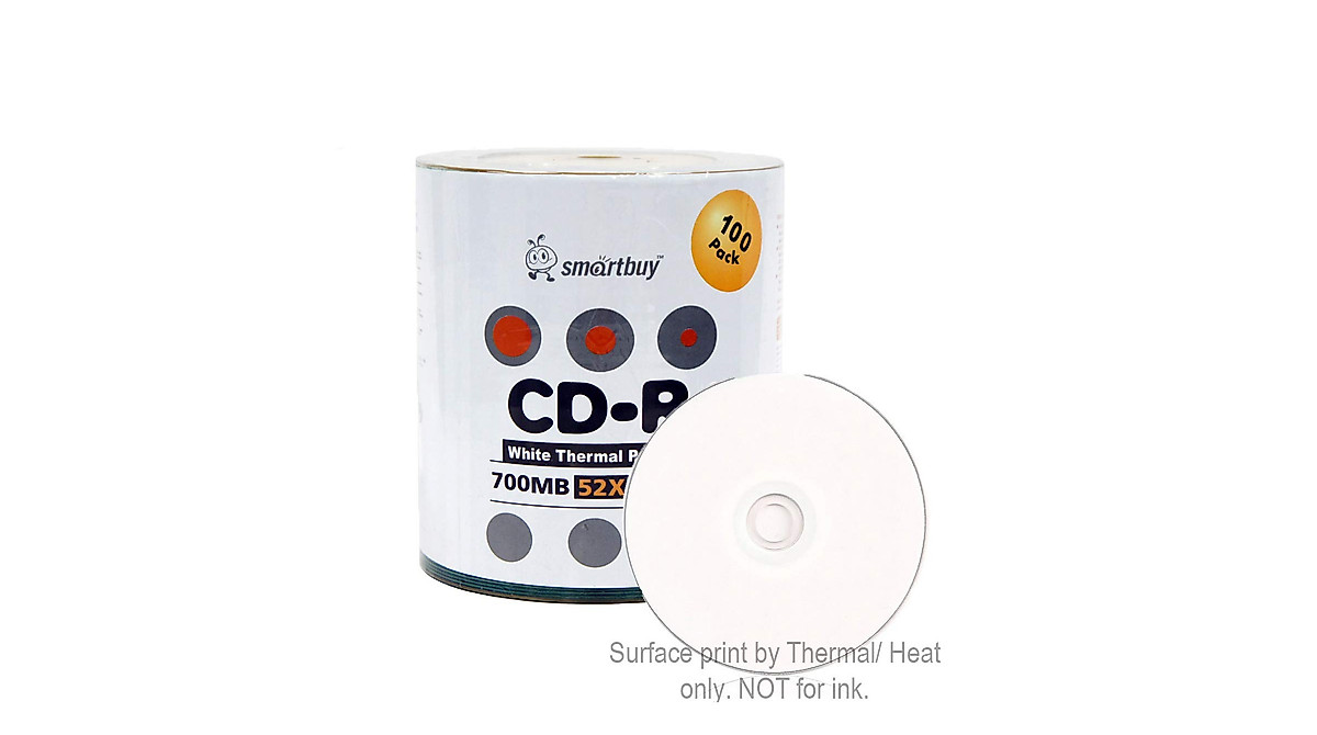 Smart Buy 100 Pack CD-R Discs 700MB 52X Printable White Blank Recordable