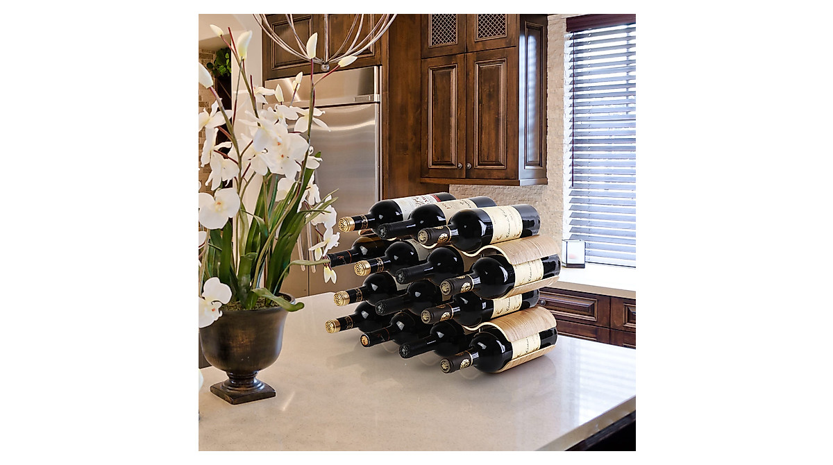 Bamboo Wave Wine Rack - Modern, Space-Saving Bottle Organizer
