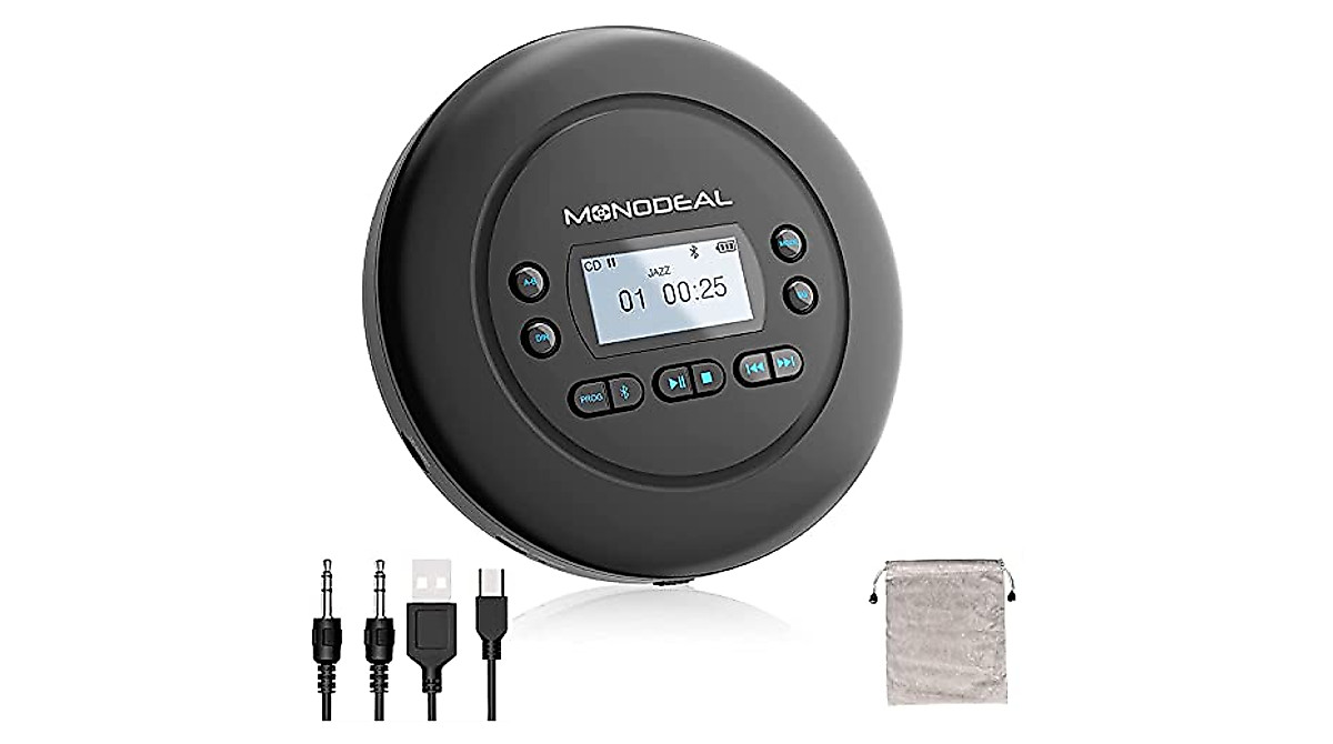 Portable Bluetooth CD Player - MONODEAL Rechargeable Walkman