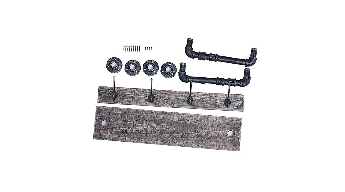 MBQQ Industrial Pipe Coat Rack - Rustic Wall Mounted Organizer
