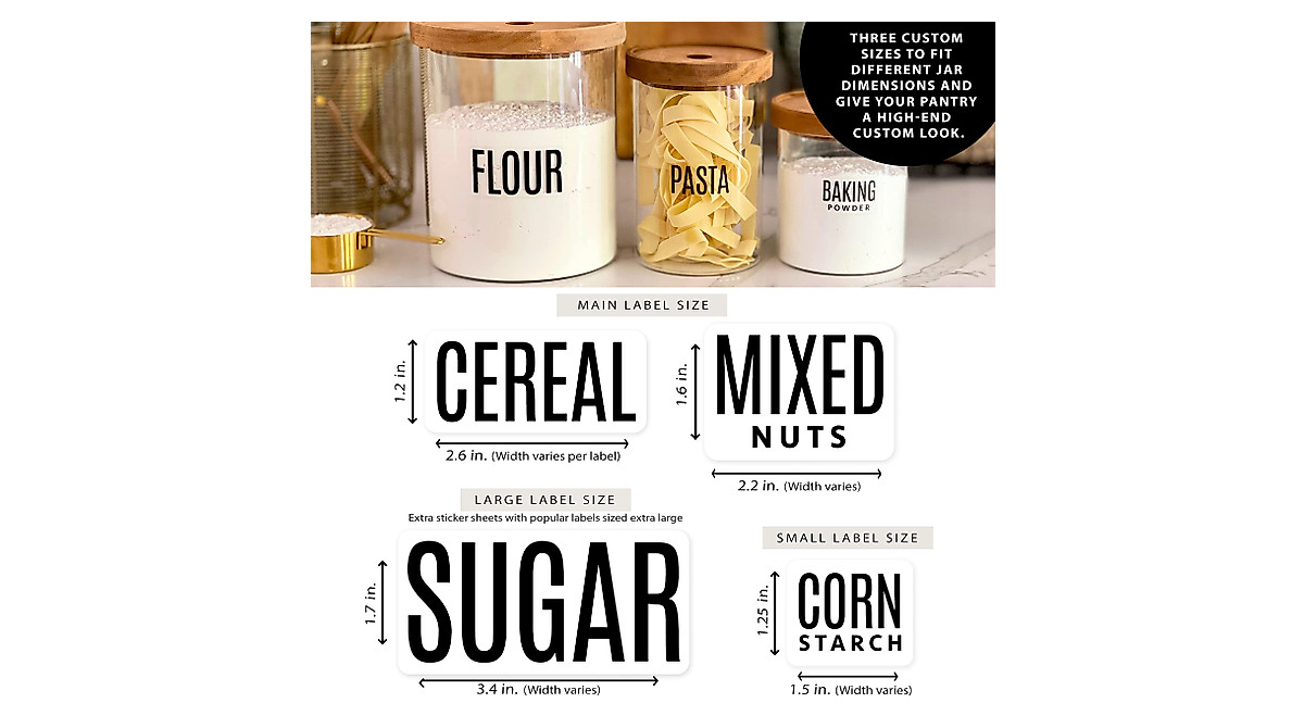 QUART + PINT Modern Kitchen Labels - Waterproof Vinyl Stickers