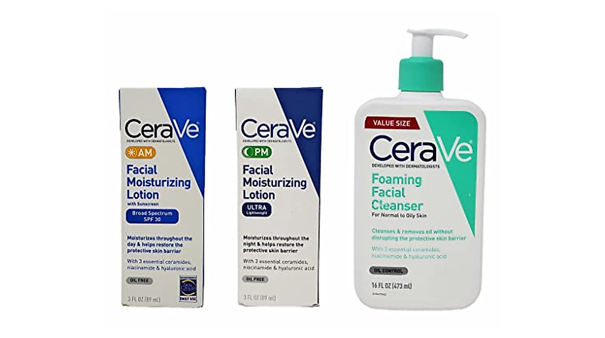 CeraVe Daily Skincare Facial Bundle - Hydrate, Cleanse & Protect