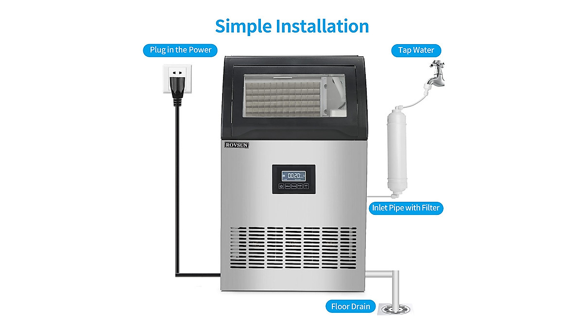 ROVSUN Commercial Ice Maker 200LBS/24H with Water Filter