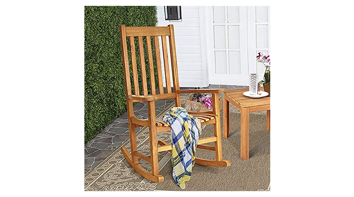 Giantex Rocking Chair - Durable Acacia Wood Indoor & Outdoor Seating