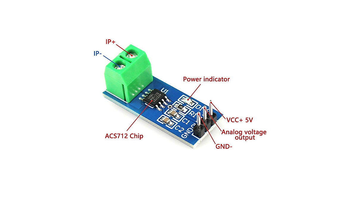WayinTop ACS712 Current & Voltage Sensor Kit - 30A, DC 25V