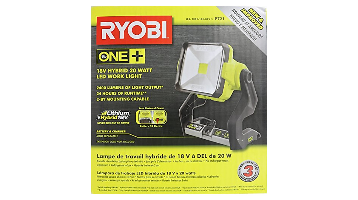 Ryobi P721 1800 Lumen Hybrid LED Work Light | Portable & Versatile