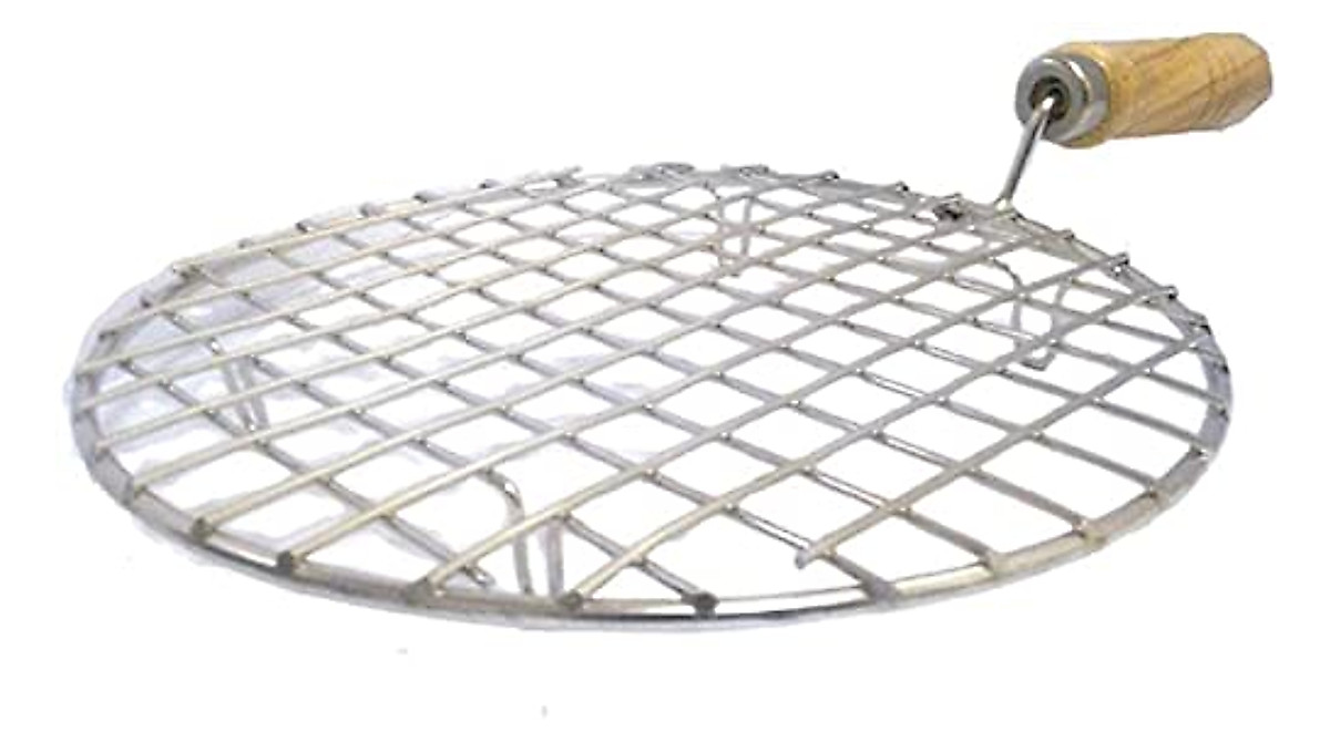 Versatile Steel Roti Jali Roaster Set with Wooden Handle
