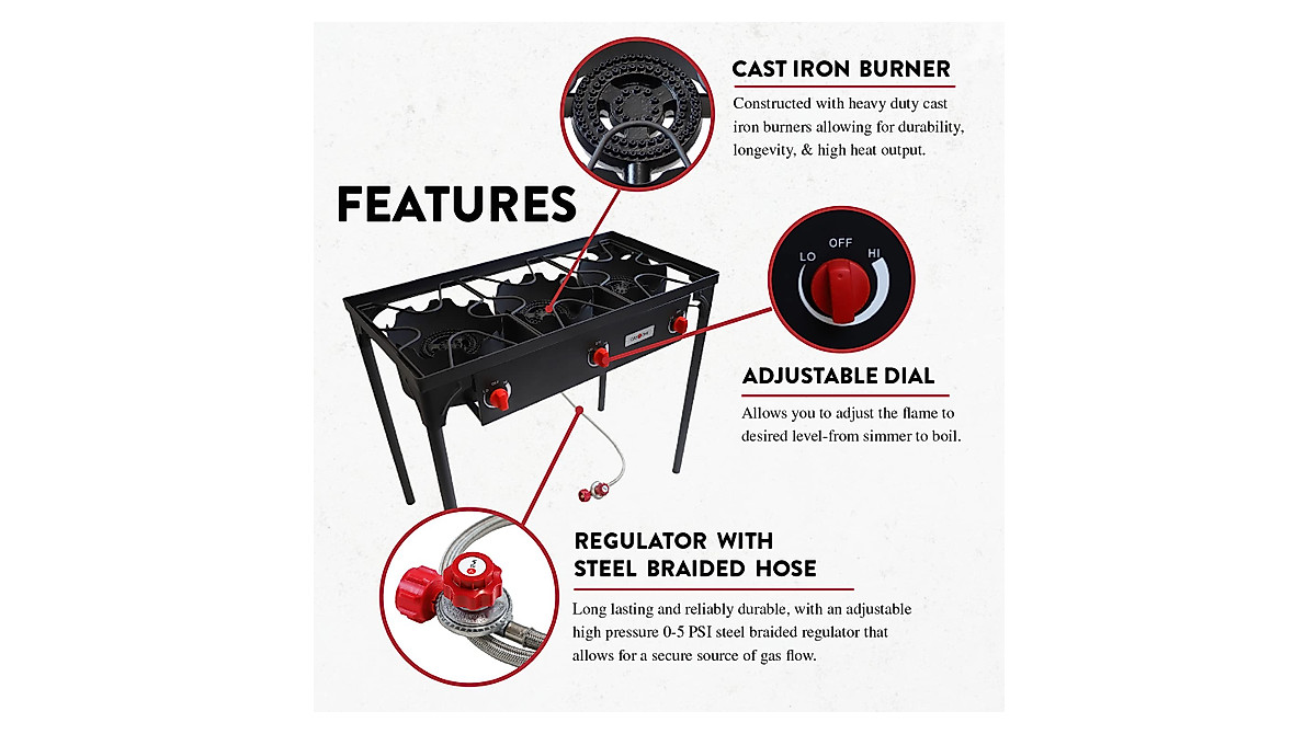 Gas One Triple Burner Outdoor Propane Stove - High Pressure