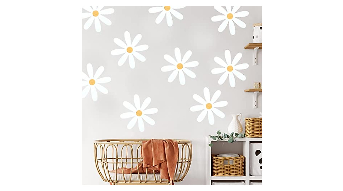 Daisy Wall Decal Set for Kids & Nursery Wall Art - Easy Peel & Stick