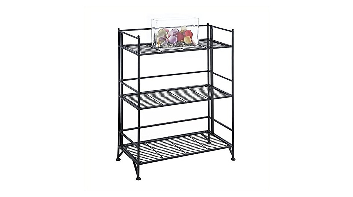 Pemberly Row 3-Tier Folding Shelf in Black - Versatile Storage