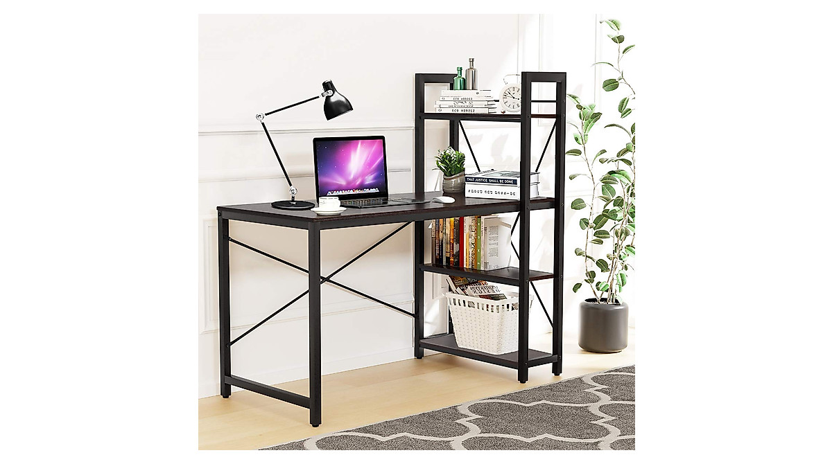 Tangkula Computer Desk: 4-Tier Storage & Home Office Table