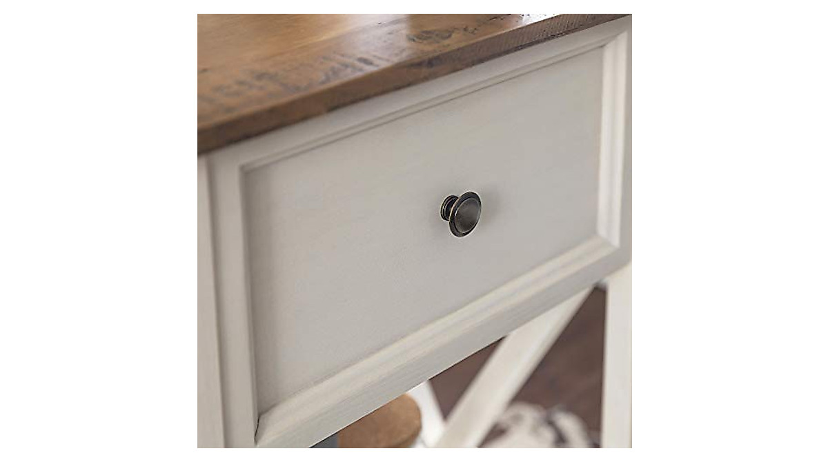 Walker Edison Natalee Farmhouse Side Table with Drawer - Rustic Charm
