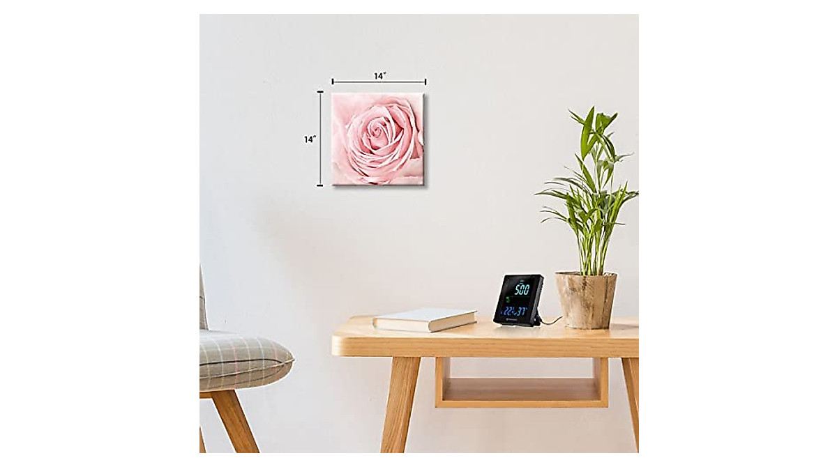 Pink Bathroom Decor - Pink Rose Canvas Wall Art for Home & Bedroom