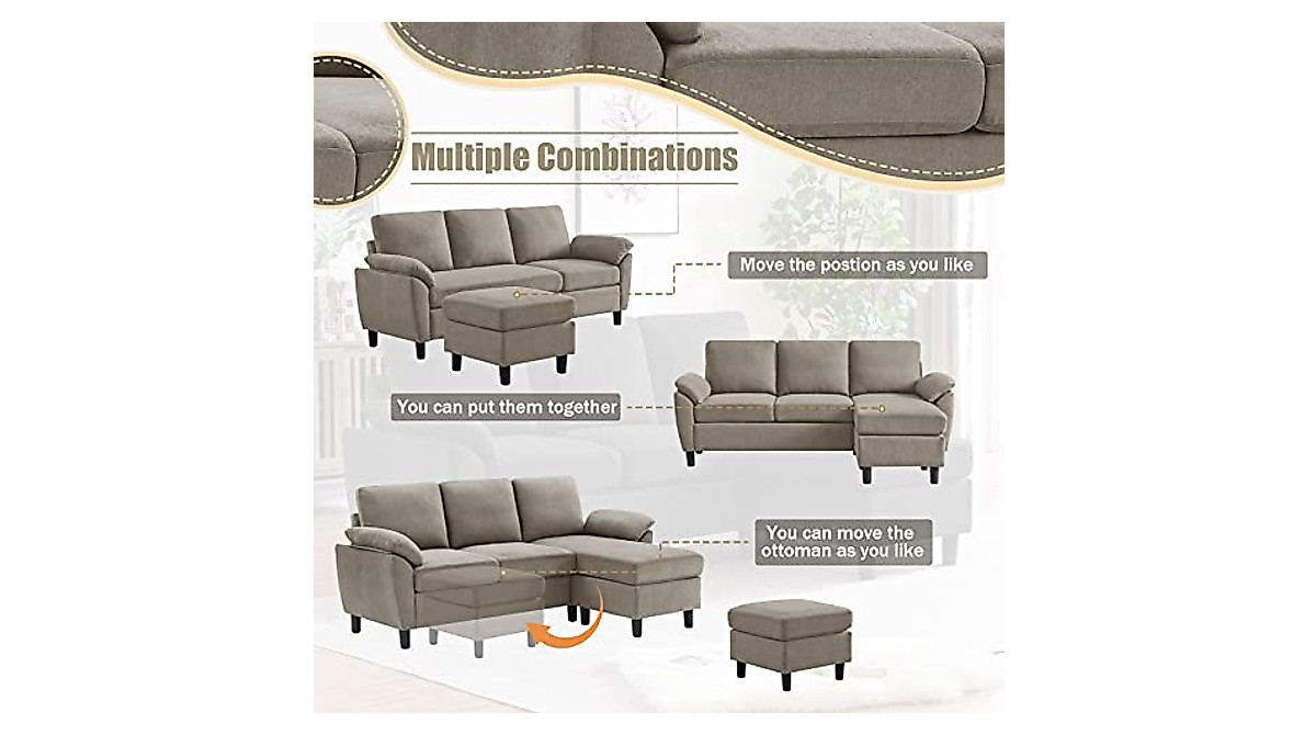 Pingliang Home 79" Convertible Sectional Sofa - Modern Small L Shaped Couch
