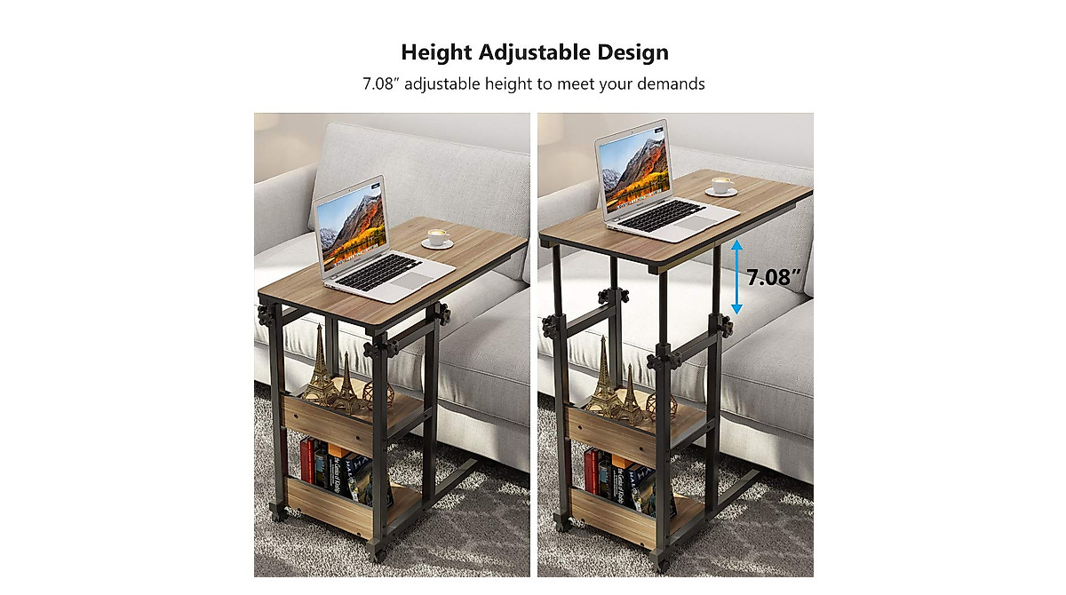 Tribesigns Adjustable C Table: Mobile Sofa Side & Laptop Desk