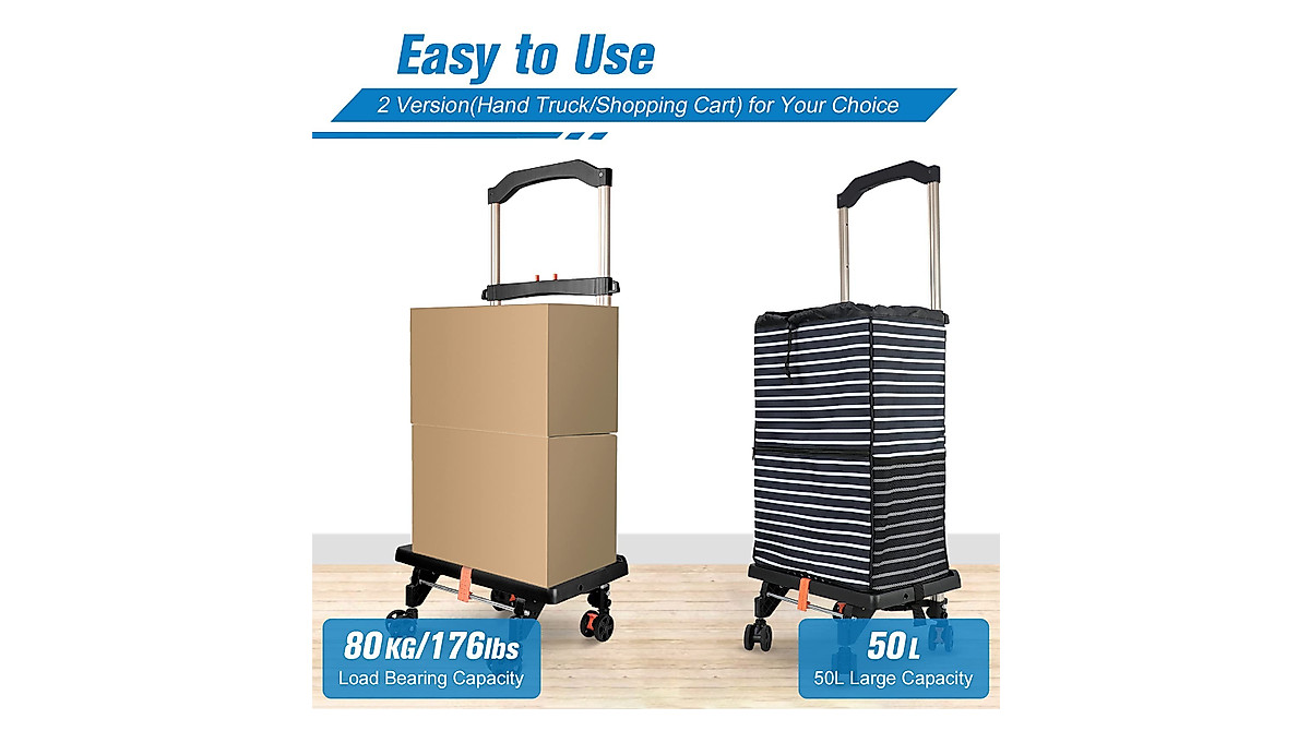 FELICON Folding Hand Truck Dolly - Heavy Duty Portable Utility Cart