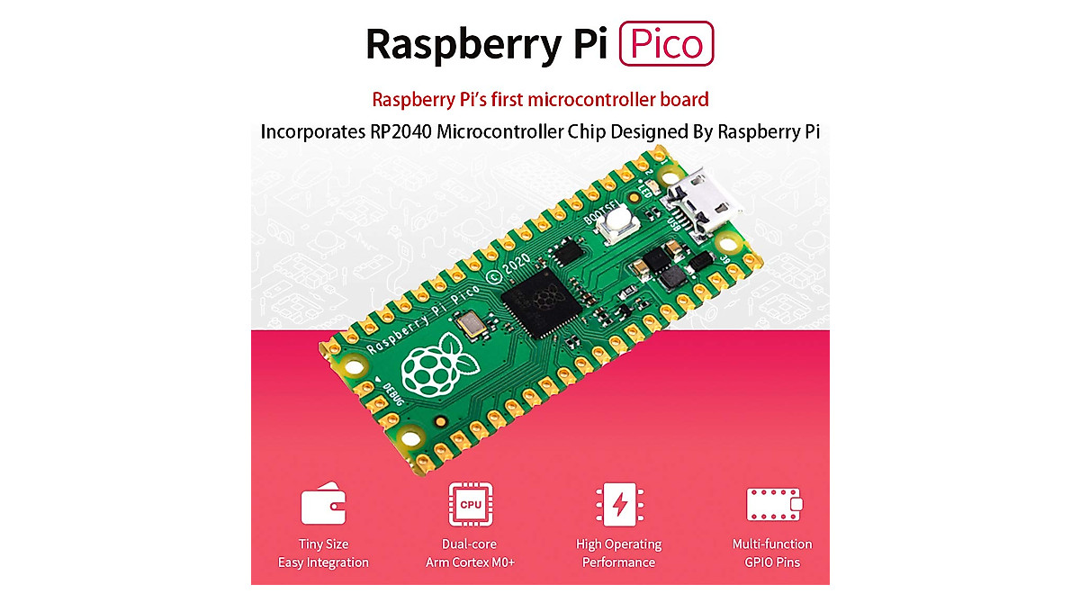 Raspberry Pi Pico Microcontroller with Pre-Soldered Header