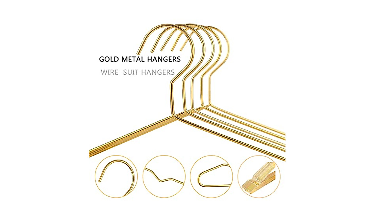 Besser 20-Pack Gold Wire Hangers for Stylish Storage