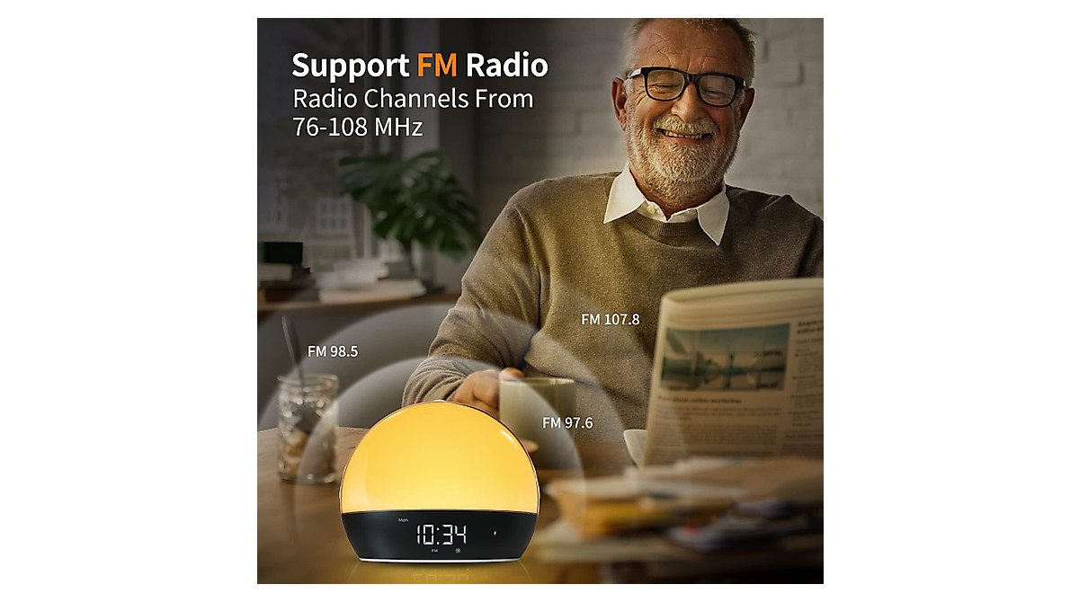 Sunrise Alarm Clock with Bluetooth, Sunset Simulation & FM Radio