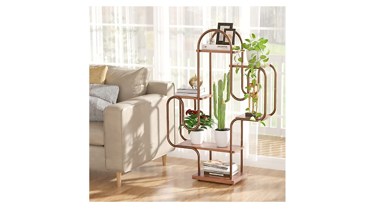Stylish Allinside Cactus Corner Bookshelf | 6-Tier Display Rack