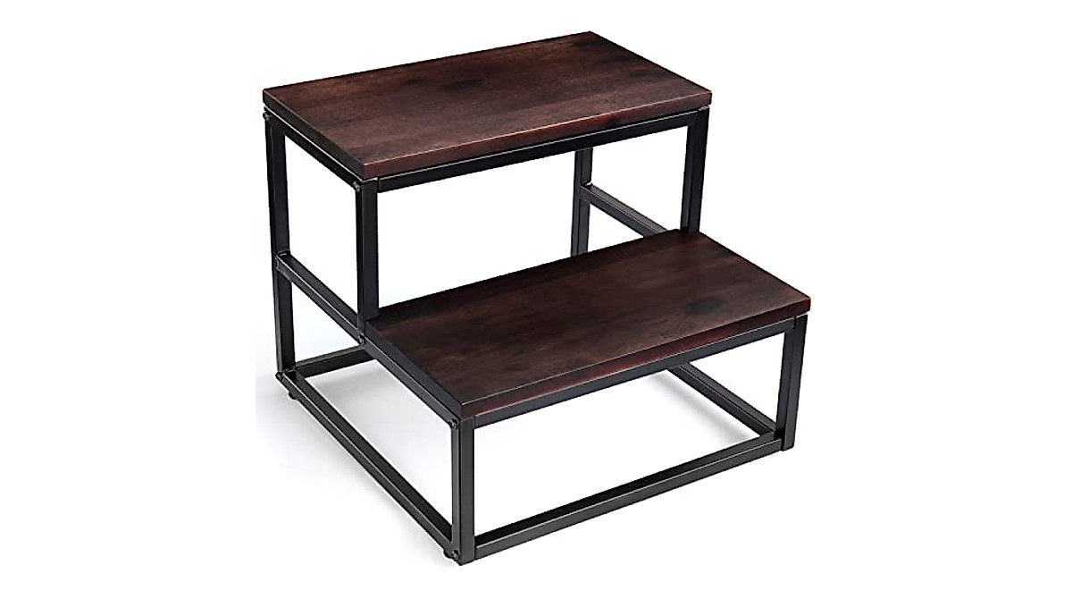 Durable Wooden Two Step Stool - Supports 400Lbs
