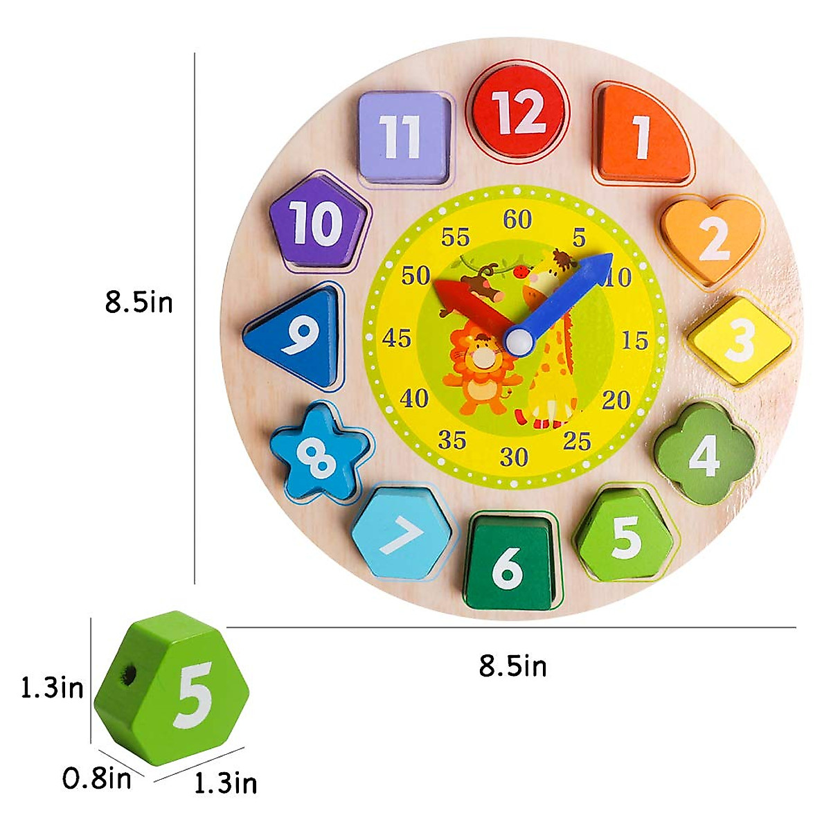 Skrtuan Wooden Sorting Clock - Fun Learning Toy for Toddlers